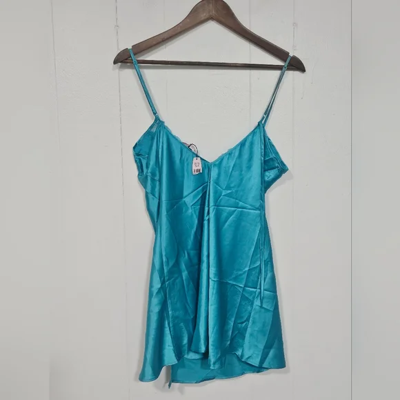 Nwt Victoria's Secret Teal Satin Chemise - Picture 3 of 5